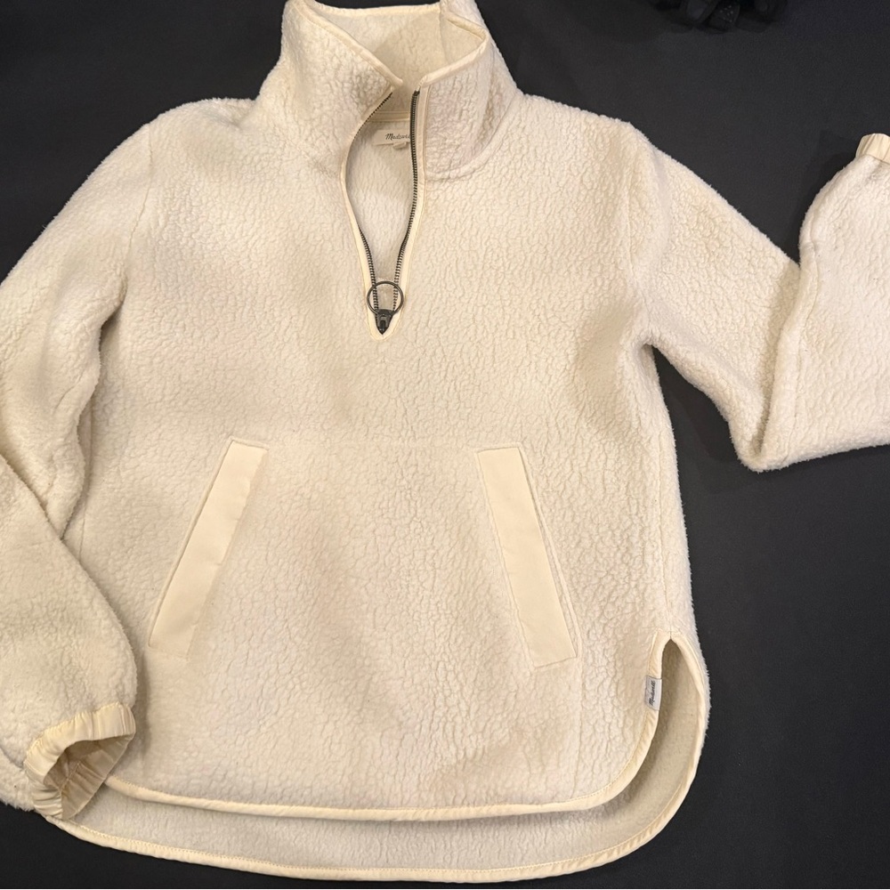 Madewell Off-White Quarter-Zip Women's Sweater